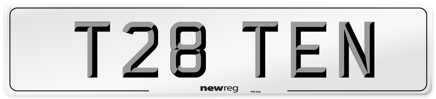 T28 TEN Number Plate from New Reg